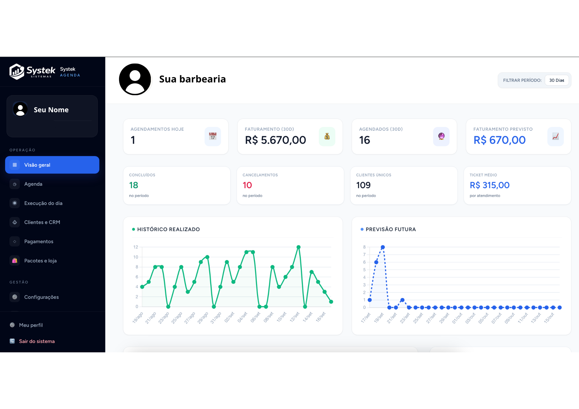 Tela do Systek Agenda